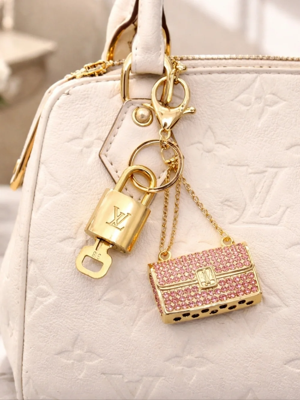 Louis Vuitton Gold Padlock 🔑 Authentic LV Unbranded Keychain Bag Charm